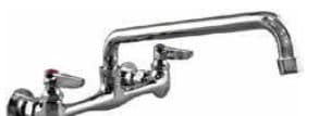 Two Handle Combo Wall Mount Kitchen Faucet, Commercial Grade, 12" Tubular Spout