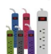 USB Power Strips & Wall Taps - 3 Outlet / 2 USB Strip w/ Surge Protector