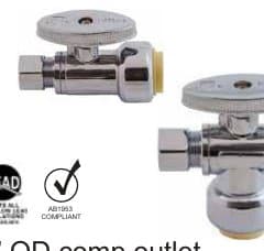PipeBite Push-On Chrome Plated Stop Valves