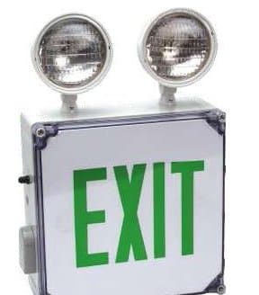 Wet Location Emergency Light/Exit Sign Combination Unit With Battery Back-Up