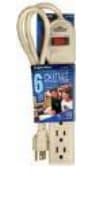 Power Strips - Grounded Switch Circuit Breaker - 6 Outlet w/ Surge Protector