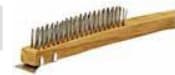 Stainless Steel Long Bent Handle Wire Brush w/ Beveled Scraper